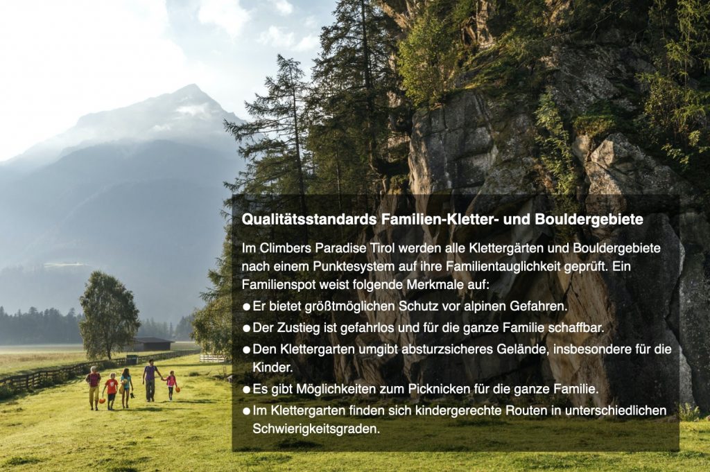 Qualitätsstandards Familienklettergebiete, Foto: Tirol Werbung I Climbers Paradise