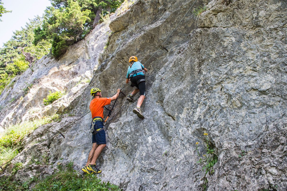 Am Übungsklettersteig Wilder Kaiser, Foto: Peter von Felbert I Climbers Paradise