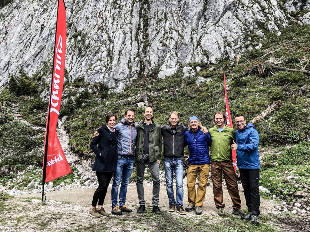 Von rechts nach links: Josef Margreiter, Peter Janschek, Heinz Zak, Stefan Draxl, Alexander Gaugg, Alois Seyrling, Stephanie Frezzini, Foto: Olympiaregion Seefeld | Climbers Paradise